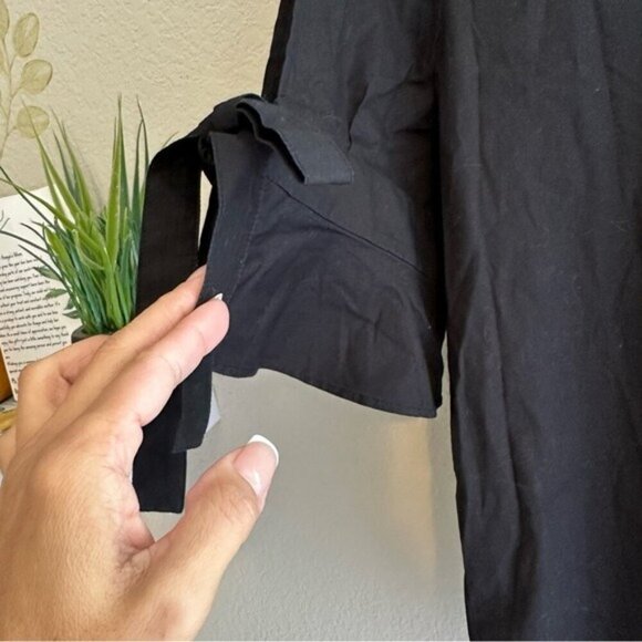 14th & Union Black Slit Sleeve Bow Blouse XL NWT Elegant Office Chic - Picture 5 of 9